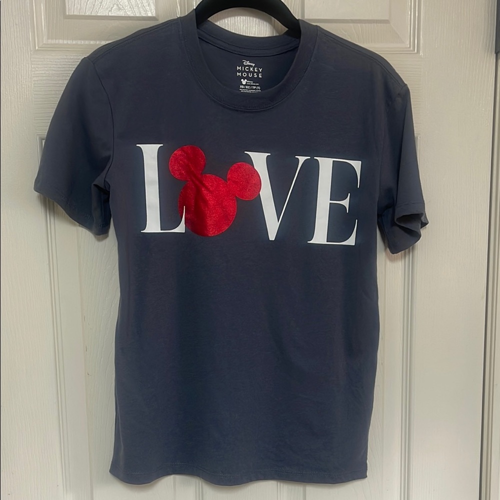 Disney Short Sleeve Tee in Dark Gray and Red / White with Mickey Graphic